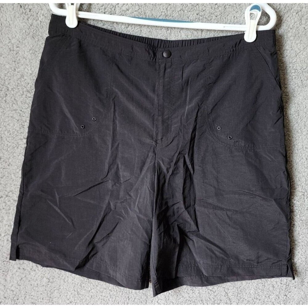 Lands' End Women's Athletic Elastic Waist Shorts Nylon Black Gorpcore Size 12